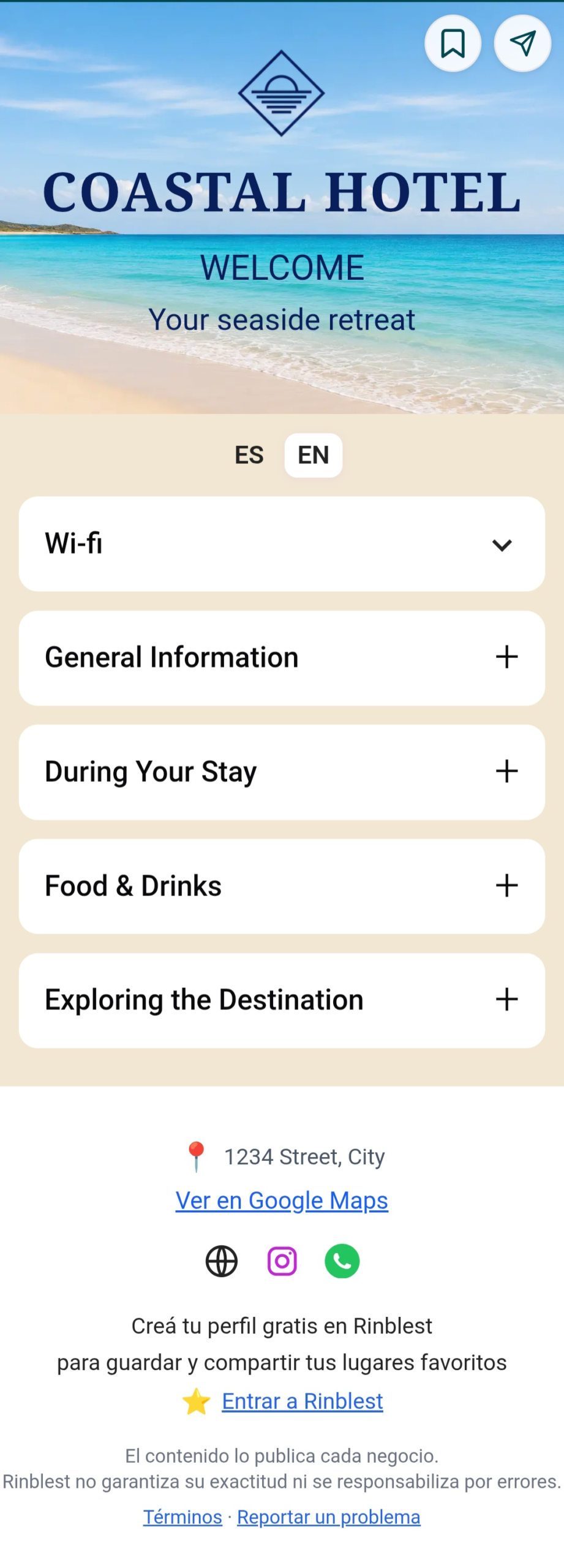 Interactive digital guide made with Rinblest